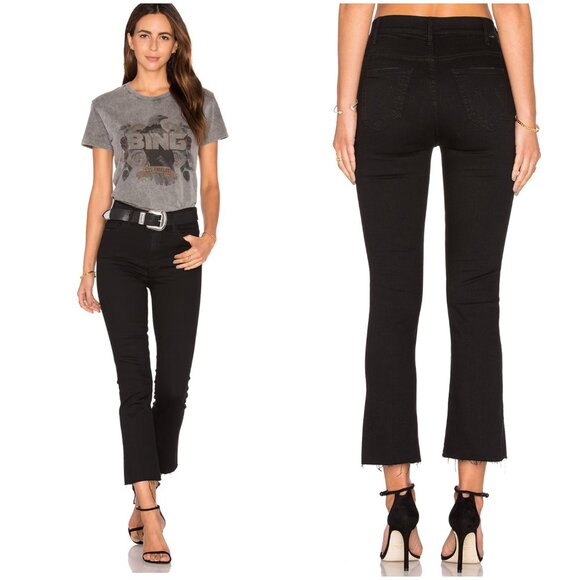 MOTHER The Hustler Ankle Fray in Not Guilty Black Denim Raw Hem size 25 - Picture 4 of 16